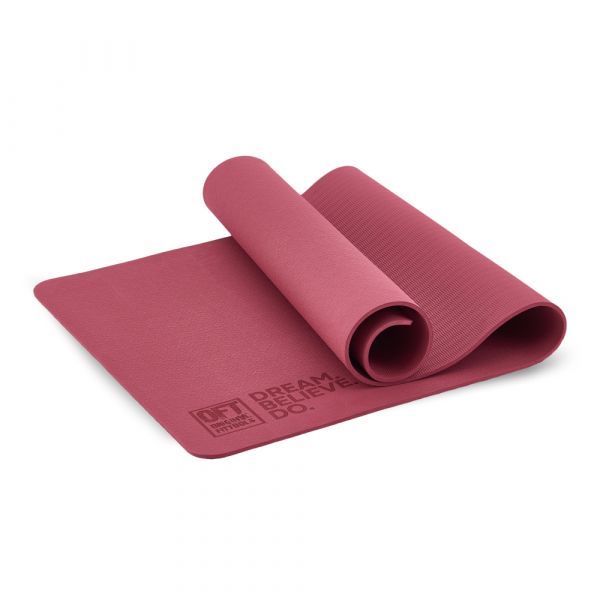 Коврик для йоги и фитнеса 185 х 80 см толщина 8 мм TPE бордовый Original FitTools FT-TPE-18580-50