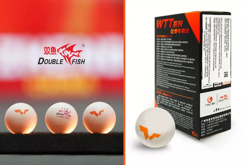 Мячи для н/т Double Fish V40+ 3 star WTT (6шт.)