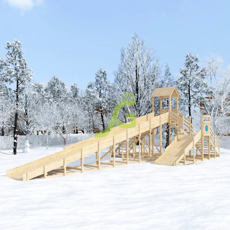 Зимняя деревянная горка IgraGrad Snow Fox (скат 12+4 м, две лестницы, без окраски)